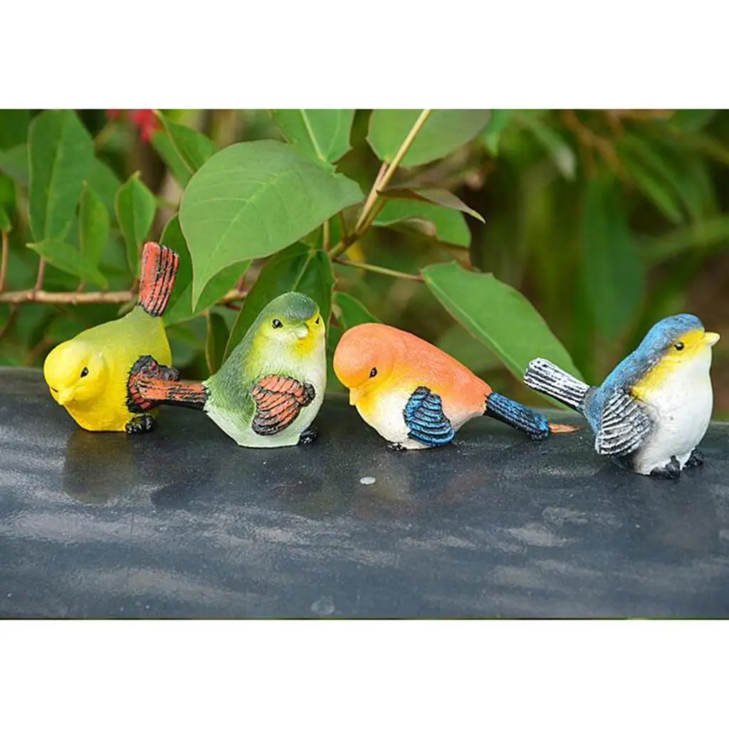 

4pcs Bird Decor Figurine Bird Model Statue Outdoor Lawn Sculpture