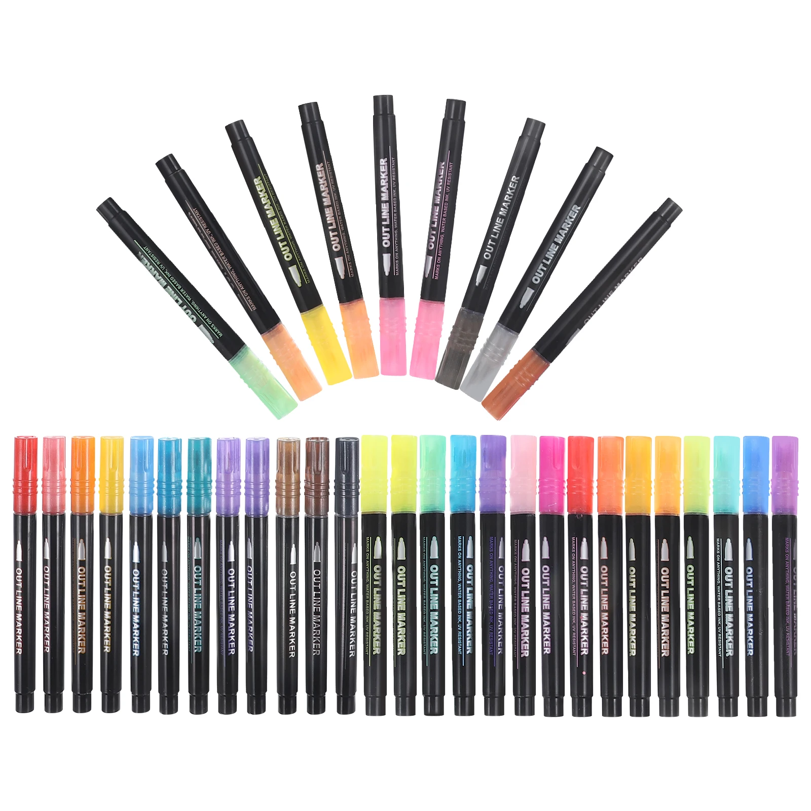 

36 Pcs Outline Pen Double-line Contour Glitter Marker Markers Shiny Graffiti Pens Highlighters Writing for Hand Lettering