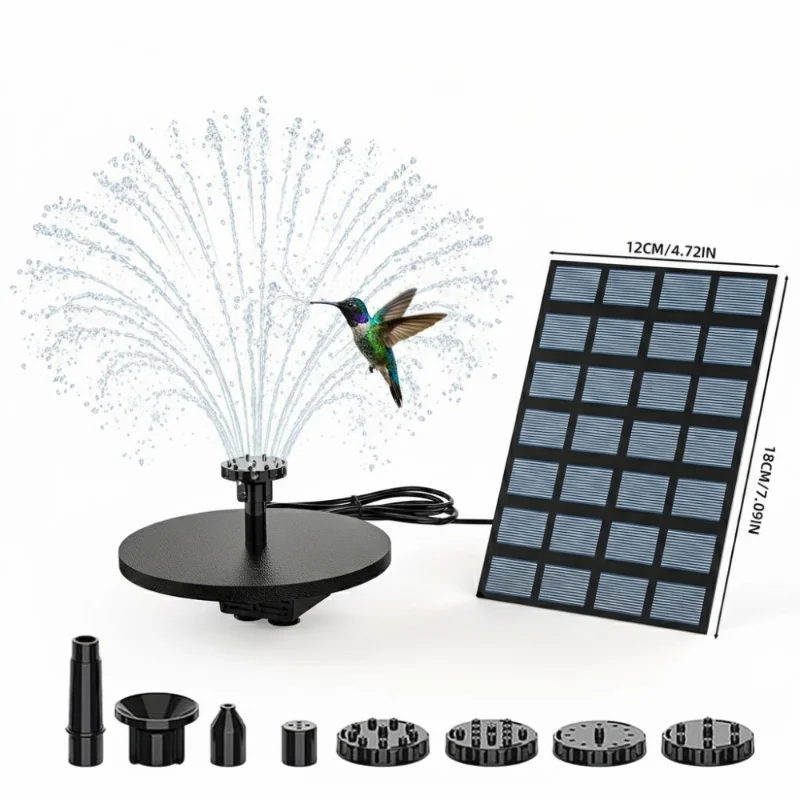 Solar Fountain Pump, 2.5W Solar Water Pump with 4ft Tubing for Hummingbird Bath, Small Pond and Fish Tank