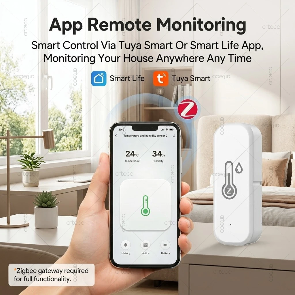 ZigBee Temperature And Humidity Sensor Need Gateway Smart Home Hygrometer Thermometer Works With Tuya Smart Life App Zigbee2MQTT