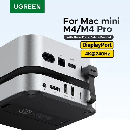 UGREEN Mac Mini estación de acoplamiento USB HUB tipo C a DP 4K240Hz M.2 NVMe SSD ranura 10Gbps SD y TF 3,5 MM para Mac Mini M4 Dock & Stand