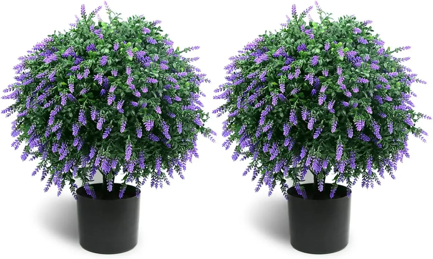 

Artificial Lavender Topiary Ball Tree Potted Bushes Set 2 Pack 216 Inches Tall UV Resistant Indoor Outdoor Home Garden Purple