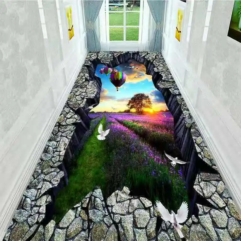 

Pontoon Bridge Hallway Corridor 3D Carpet Pastoral Living Room Passageway Runners Bedroom Rug Landscape Kitchen Aisle Floor Mat