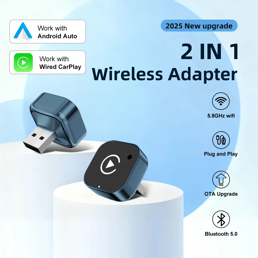2025 NEW Wireless CarPlay Adapter&Android Auto Wireless Adapter Plug and Play for VW Toyota Nissan Ford Benz for Apple & Android
