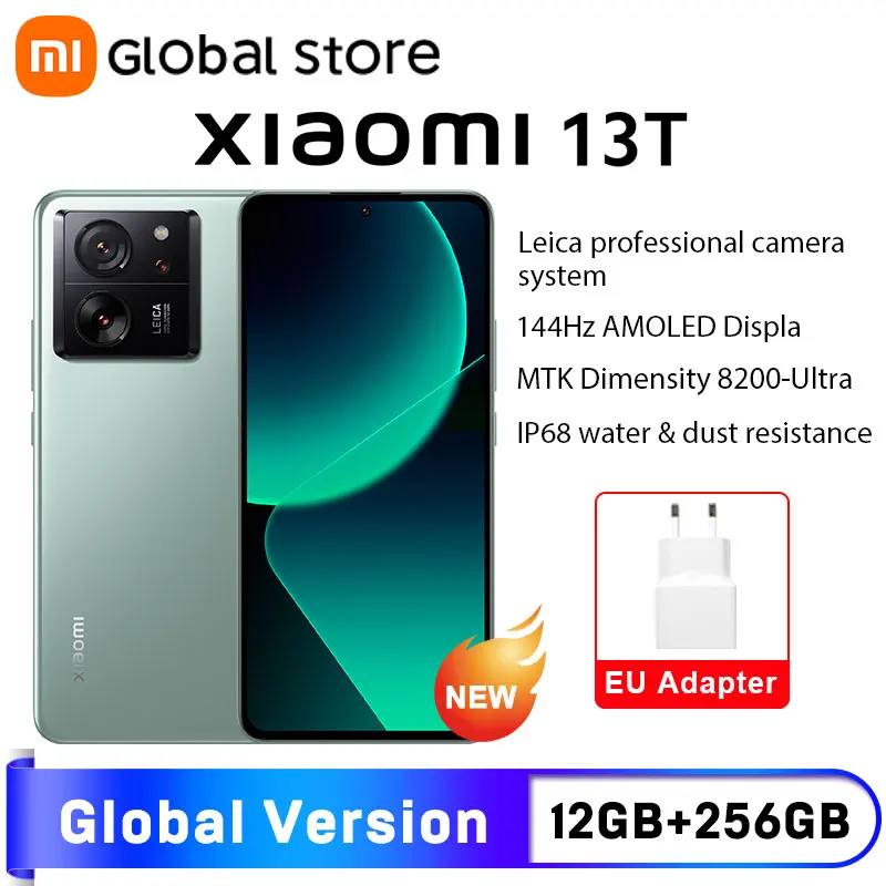 Глобальная версия смартфона Xiaomi 13T, камера 50 МП, IP68, водонепроницаемая, 6,67 дюйма, 144 Гц, AMOLED, 67 Вт, размер MTK, 8200-ультра