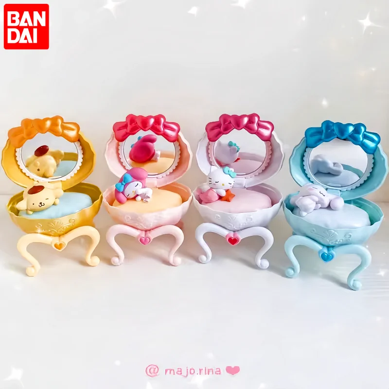 

Bandai Hello Kitty Melody Cinnamoroll Pompompurin Cute Anime Action Figure Toy Collectible Sanrio Characters Makeup Mirror Gift