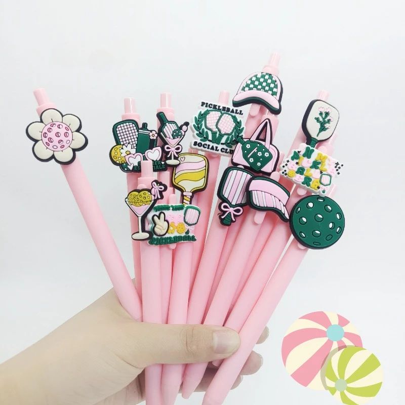 

12 шт. новая однотонная нашивка на тему пиклбола, мягкая резиновая накладка из ПВХ, шариковая ручка, студенческий подпись, подарок обратно в школу