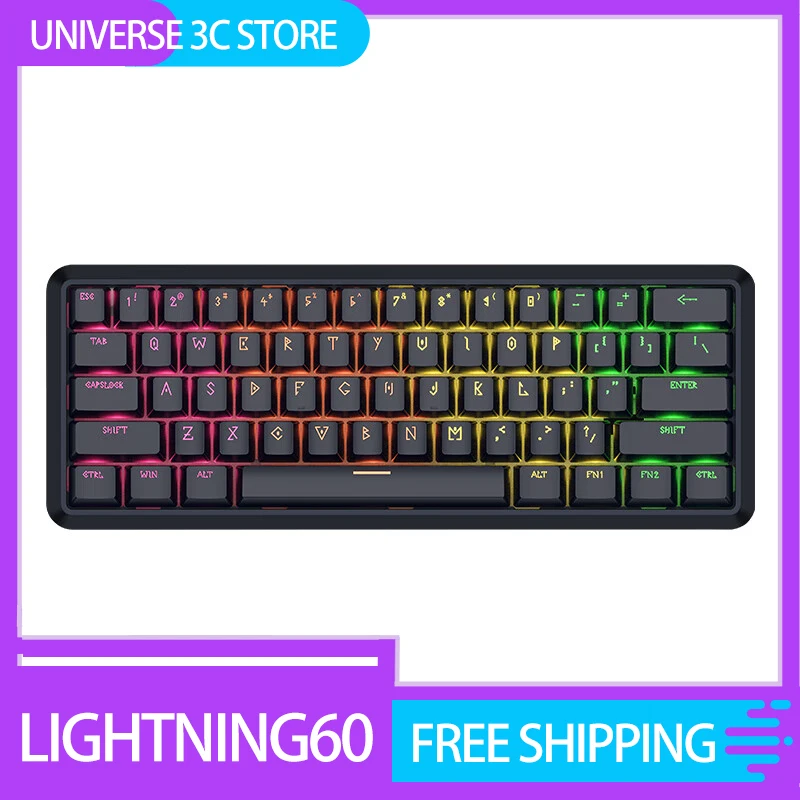 Waizowl Lightning60 Wired Mechanical Keyboard Esports Magnetic Switc Custom Gasket Rgb Hotswap Keyboard For Gamer Accessory Gift