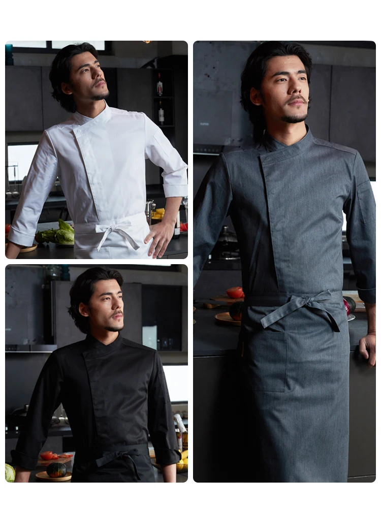

Stylish Chef Coat for Men, Short or Long Sleeve, Hotel and Kitchen Cook Jacket, Restaurant Baking Waiter Uniform