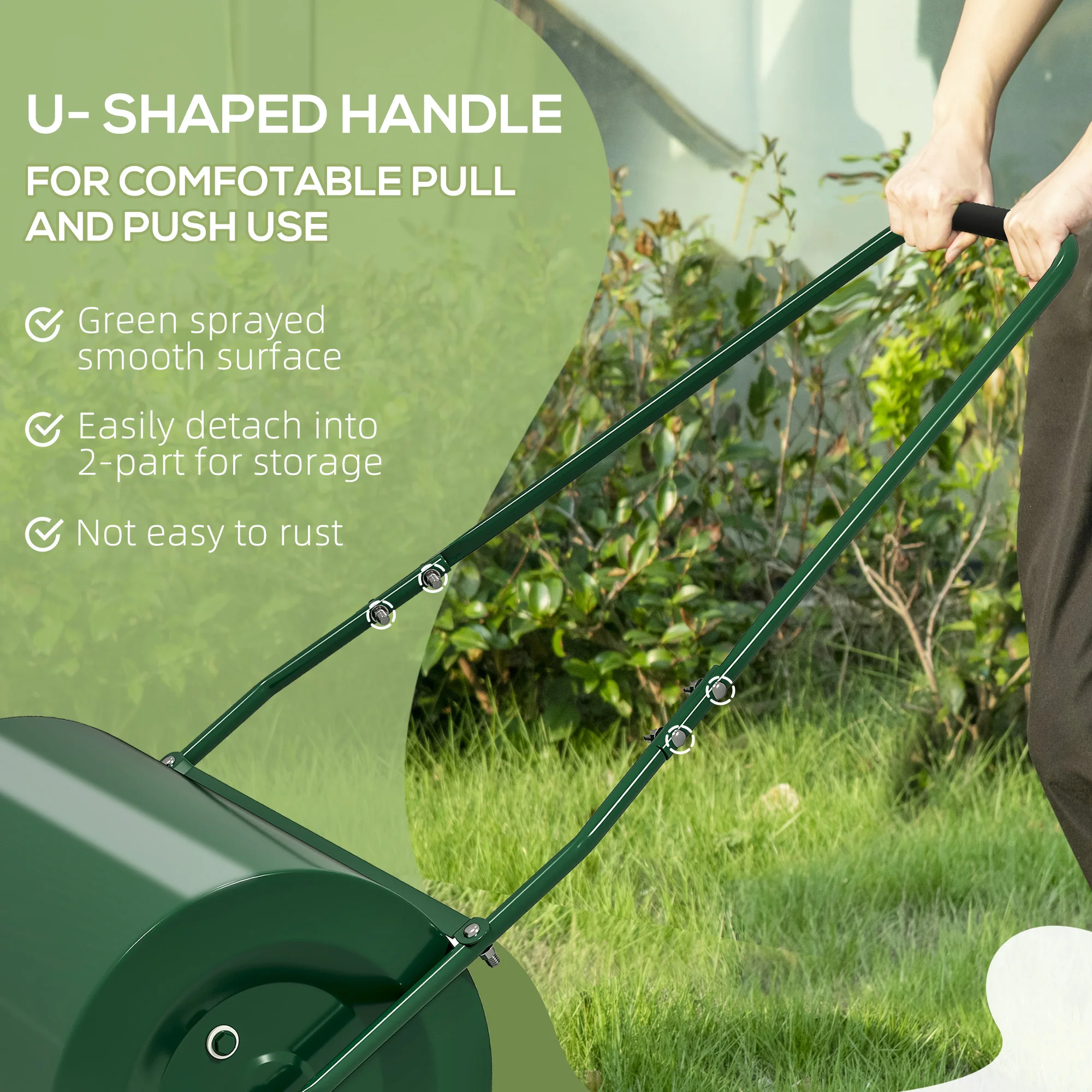 Outdoor 63 L Garden Lawn Roller Heavy Duty Rolling Grass Roller Handle