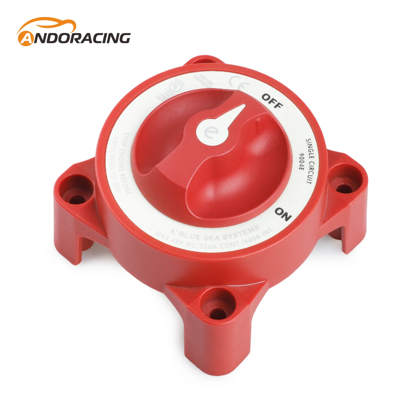 

Battery Disconnect Isolation Switch E-Series Water-Proof Ignition Protection 12V-48V 350-600A Marine Single-Circuit Red With AFD