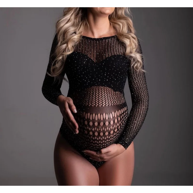 Bodysuit Rhinestones Maternity Women Photoshoot sexy bodystocking lingerie