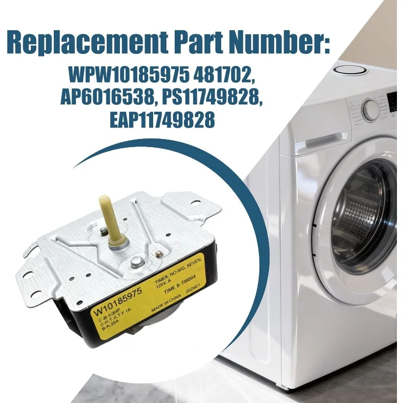 W10185975 WPW10185975 Dryer Timer Replacement – 115VAC 60Hz 3W Electric Timer, Fits Whirlpool Kenmore Dryers