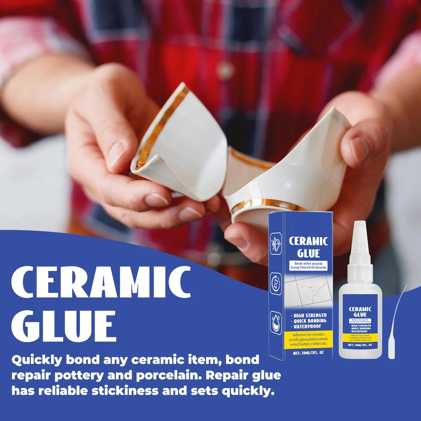 Ceramic Repair Glue Ceramic Cracks Sealant Strong Glue Strong Adhesive Clear Glue For Porcelain Glass Pottery Wood Repair