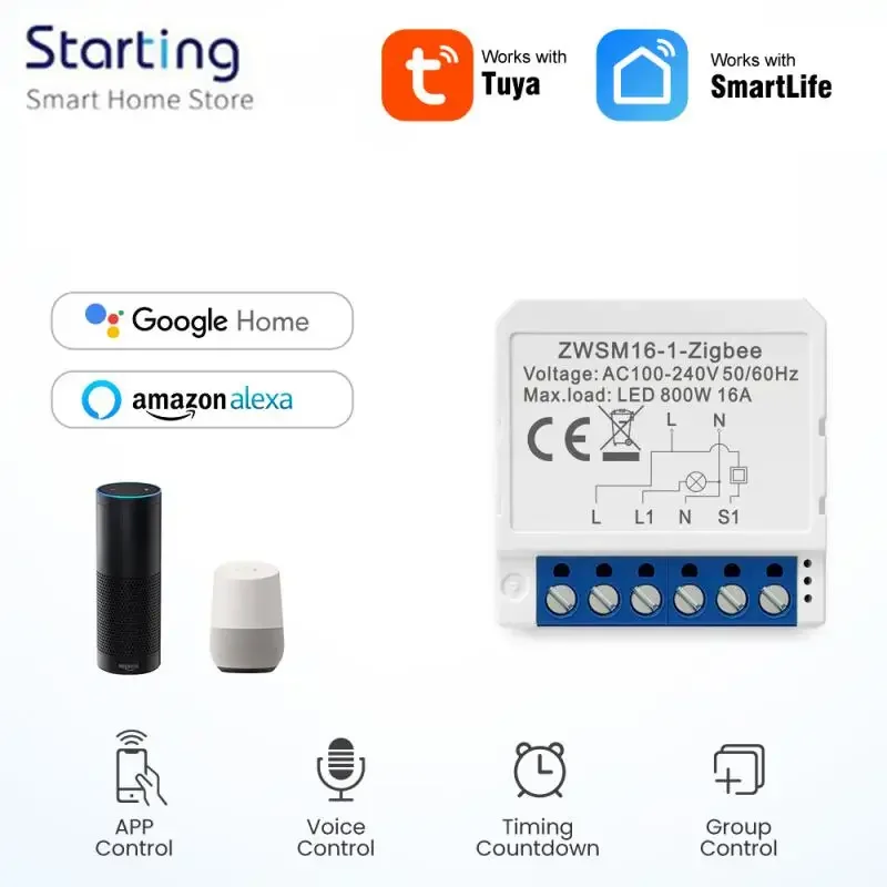 1/2/3/4 Gang Tuya Wifi Smart Switch 2-way Control Switch Smart Breaker Smart Life Control Support Alexa Google Home Assistant