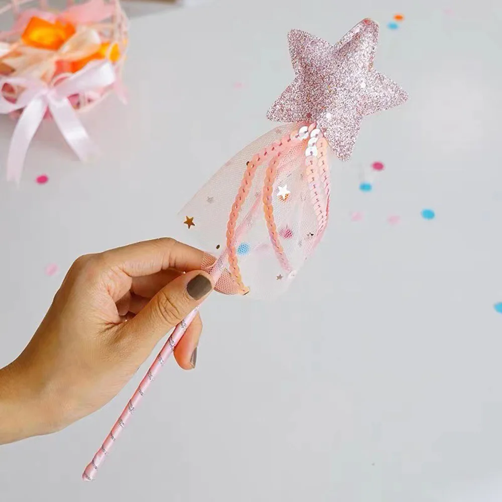 Star Fairy Stick 1Pcs Children Cosplay Props Birthday Party Supplies Shiny Glitter Five Pointed Star Princess Kids Girl Wand