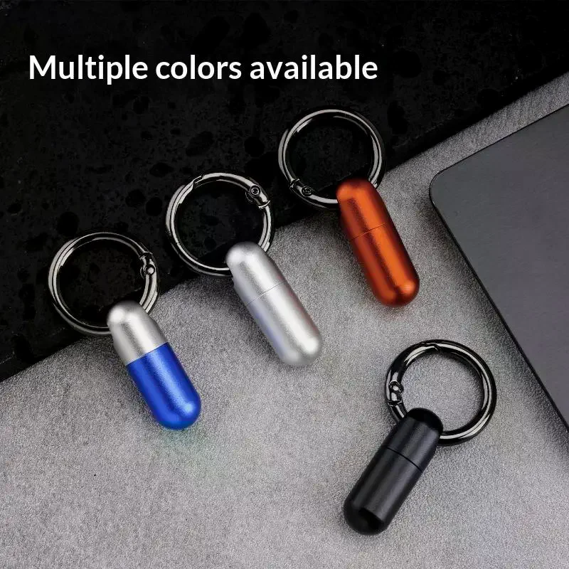 Aluminum Alloy Waterproof Bunker Portable Small Pill Box Sealed Keyring Mini Carry-on First Aid Pill Bottle