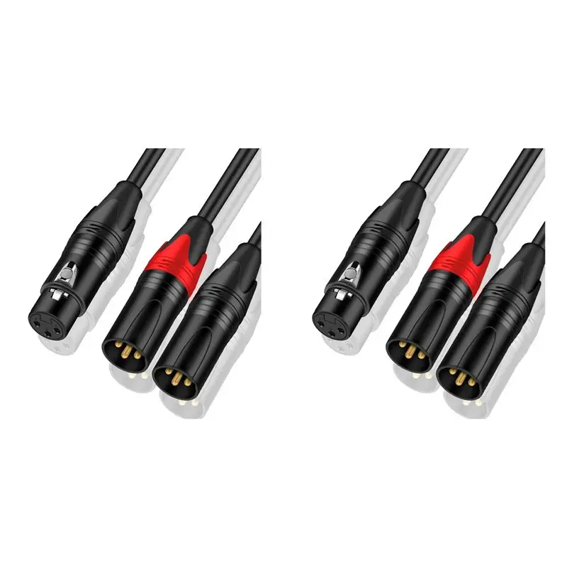 DT51 2X XLR to XLR Y-Splitter Cable Balanced Female to Dual Male Audio Microphone Adapter