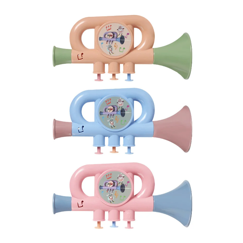 3 個子供用トランペット音楽学習楽器カラフルな安全なプラスチック教育用吹奏楽器子供の創造性のため