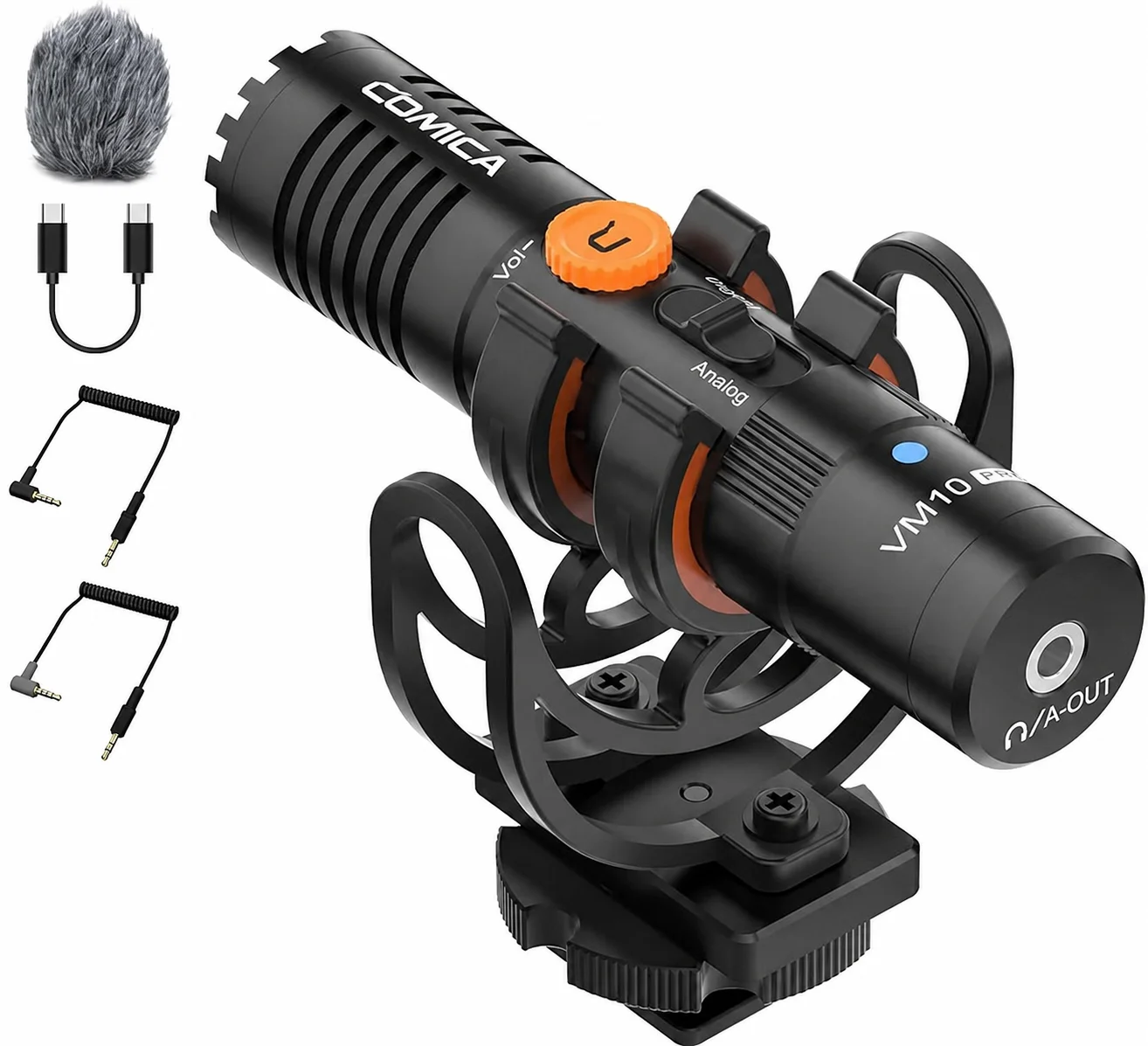 COMICA VM10 PRO ショットガンマイク USB C カメラ用カーディオイドマイク ゲインコントロール ショックマウント カメラ iPhone Android GoPro DJI Live対応