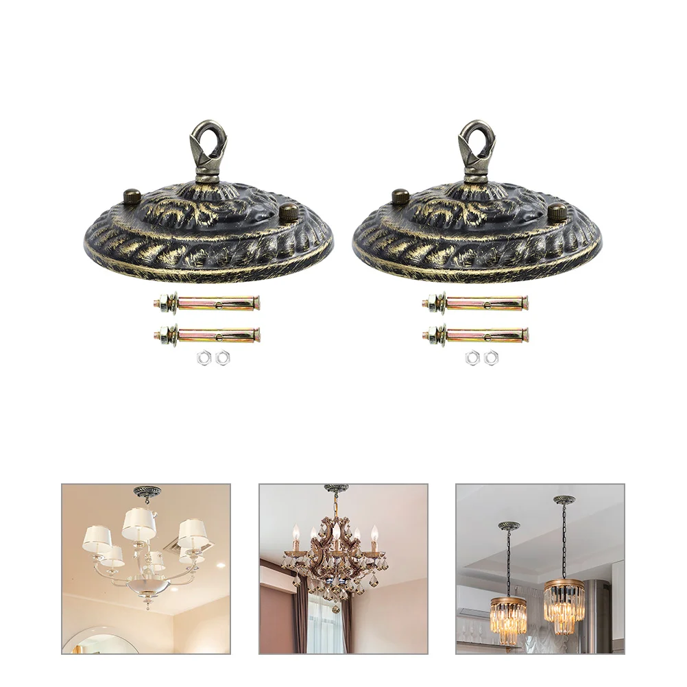 

2 Pcs Ceiling Lamp Lampshade Chandelier Hanging Board Hooks Light Canopy The Lifting Ring Is Zinc Alloy Lights Vintage Plate