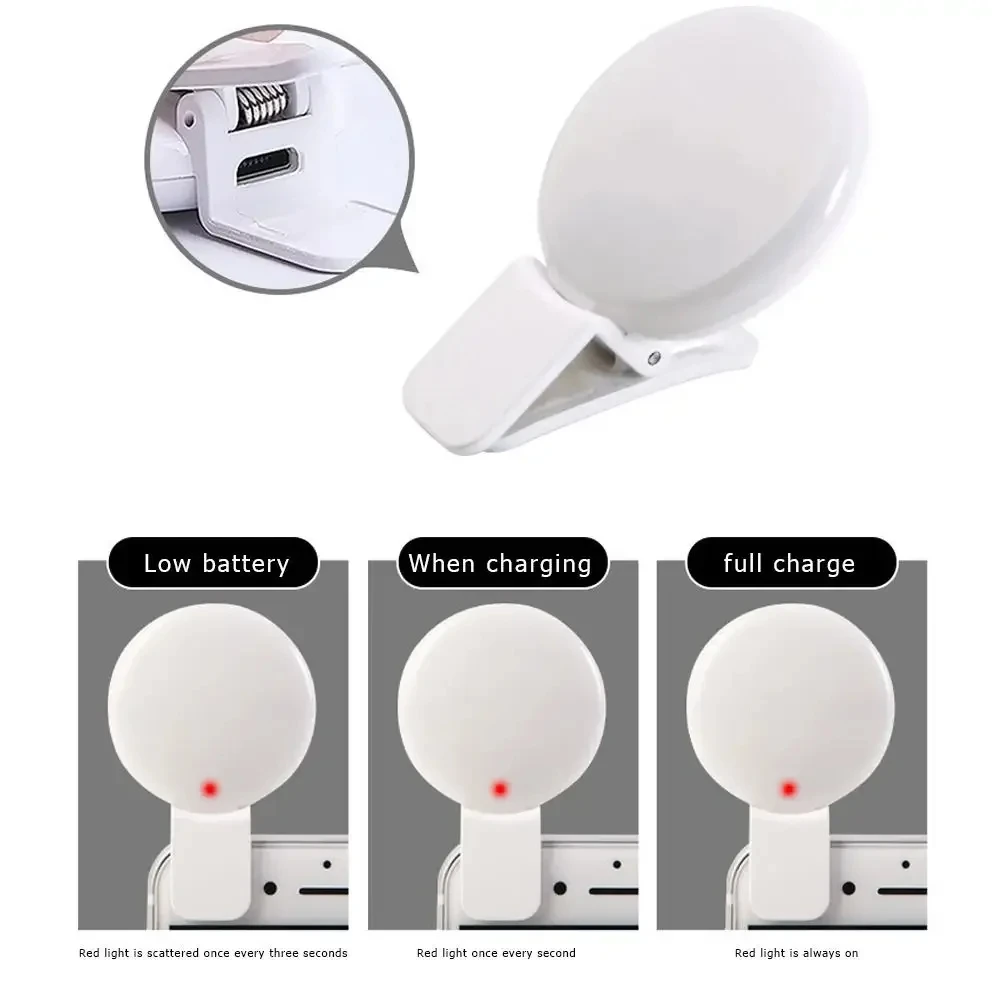 Pocket LED Selfie Light for IPhone Samsung IPad Laptop Mini Ring Flash Fill Light Video Photo Ringlight Photography Clip Lamp