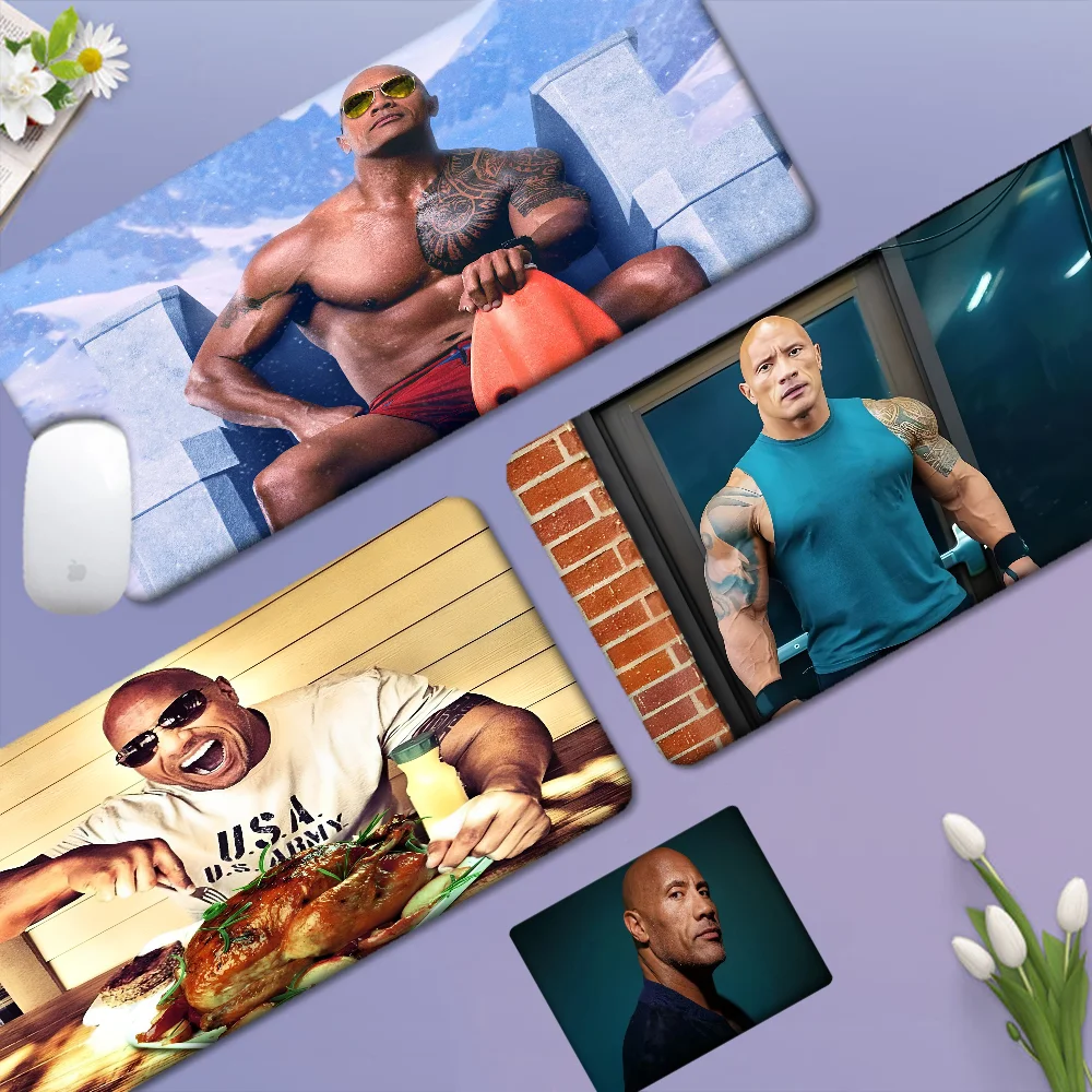 Dwayne Johnson Eating Blueberry Pancakes 80x30cm XL Lockedge Thickened Mouse Pad Oversized Gaming Keyboard Mat For Girls Bedroom