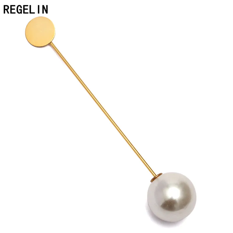 REGELIN Women Brooches Pin Base 10/15mm Silver Gold Color Imitation Pearl Brooch DIY Collar Pins For DIY Brooches Jewelry Making
