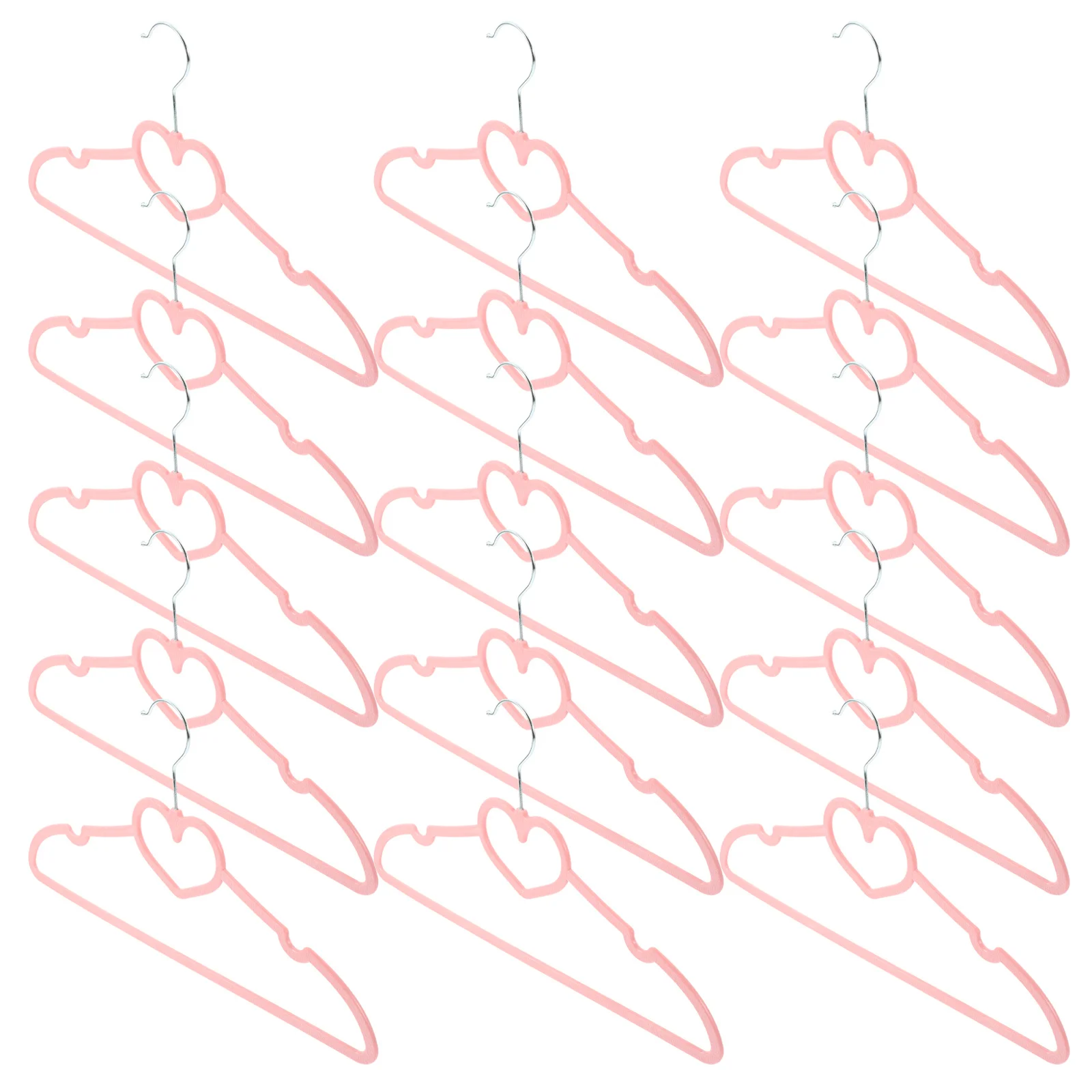 

15pcs Heart Shape Clothes Hanger Abs Coating Anti-Slip Clothing Rack For Home Laundry Closet Storage Bright Color Pink