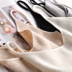 2025 New V-neck Cashmere Sling Wool Camisole Solid Color Base Vest Sexy Knitted Sweater Underwear Women