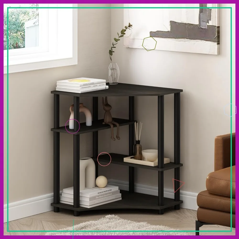 

4-Tier Corner Storage Shelf, Wooden Display Rack for Books and Decor, Space-Saving Home Organization