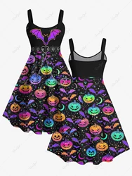 Plus Size Halloween nietoperz dynia klamerka w kształcie serca łańcuchy przelotki sukienka z nadrukiem nowy pełny wymiar 3D graficzne sukienki, które kobiety codziennie mogą nosić