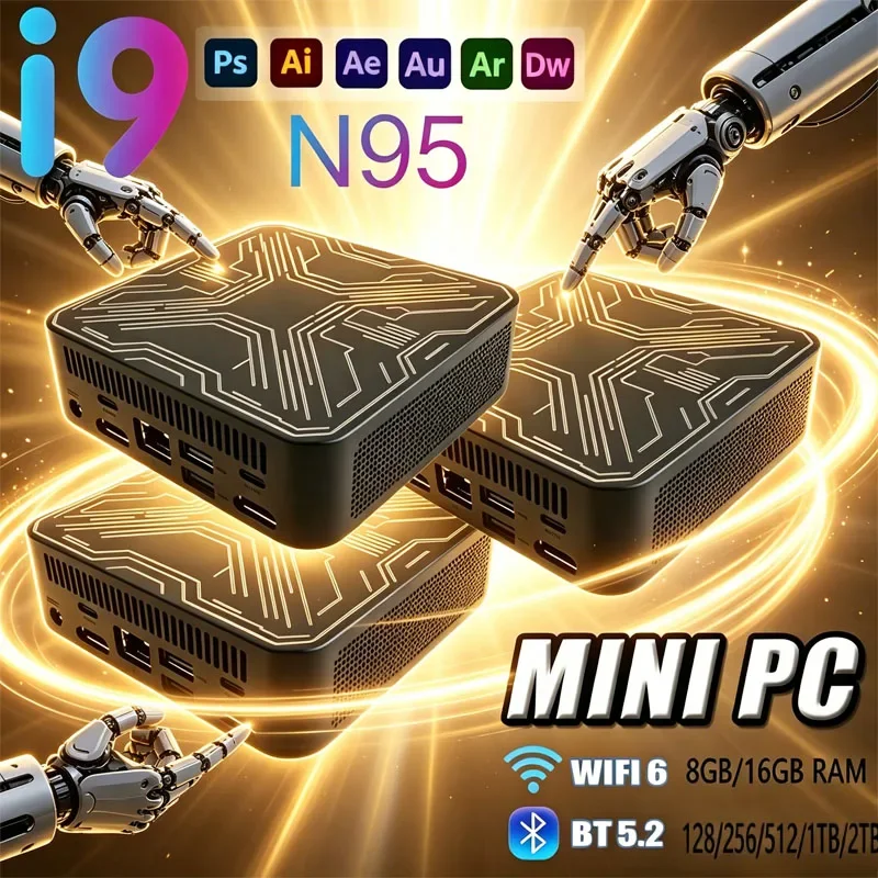 

2026 Windows I9 Mini PC Intel Core N95 Mini PC Computer SSD M.2 1TB 2TB 128GB RAM 16GB Wifi 6 BT5.2 Mini Desktop