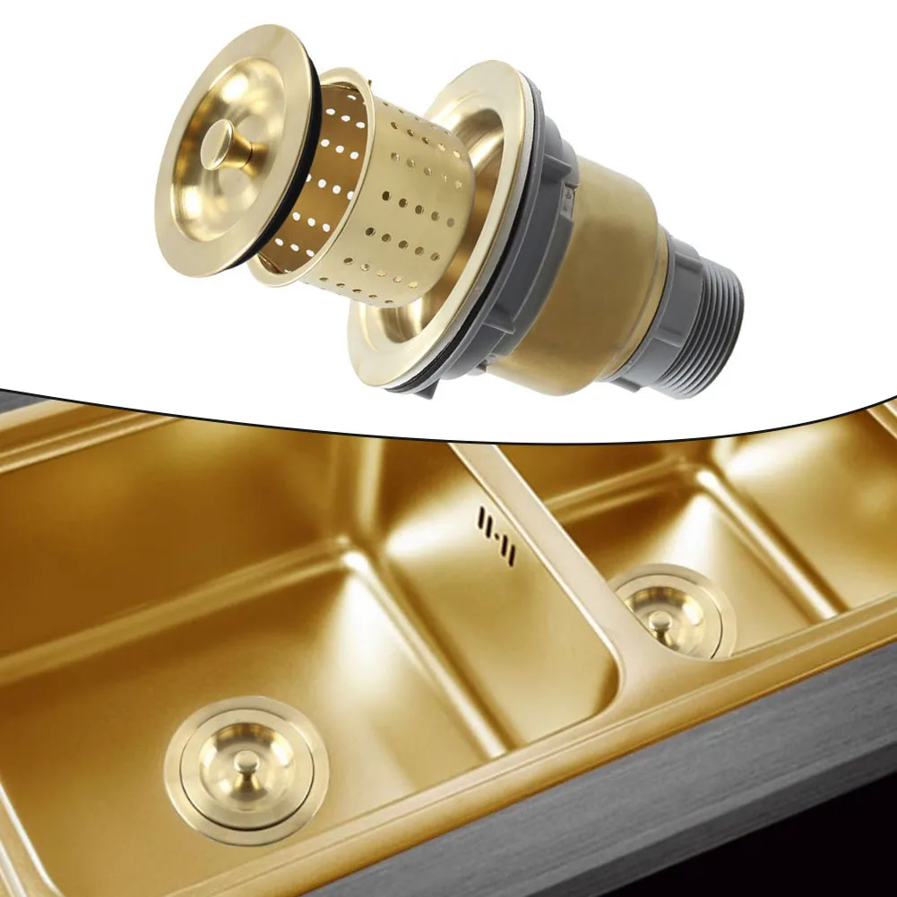 Drain Filter Basket Gold-plated Sink Daily Kitchen Activities 110mm Gold Plated Drain Basket Effortless Cleaning