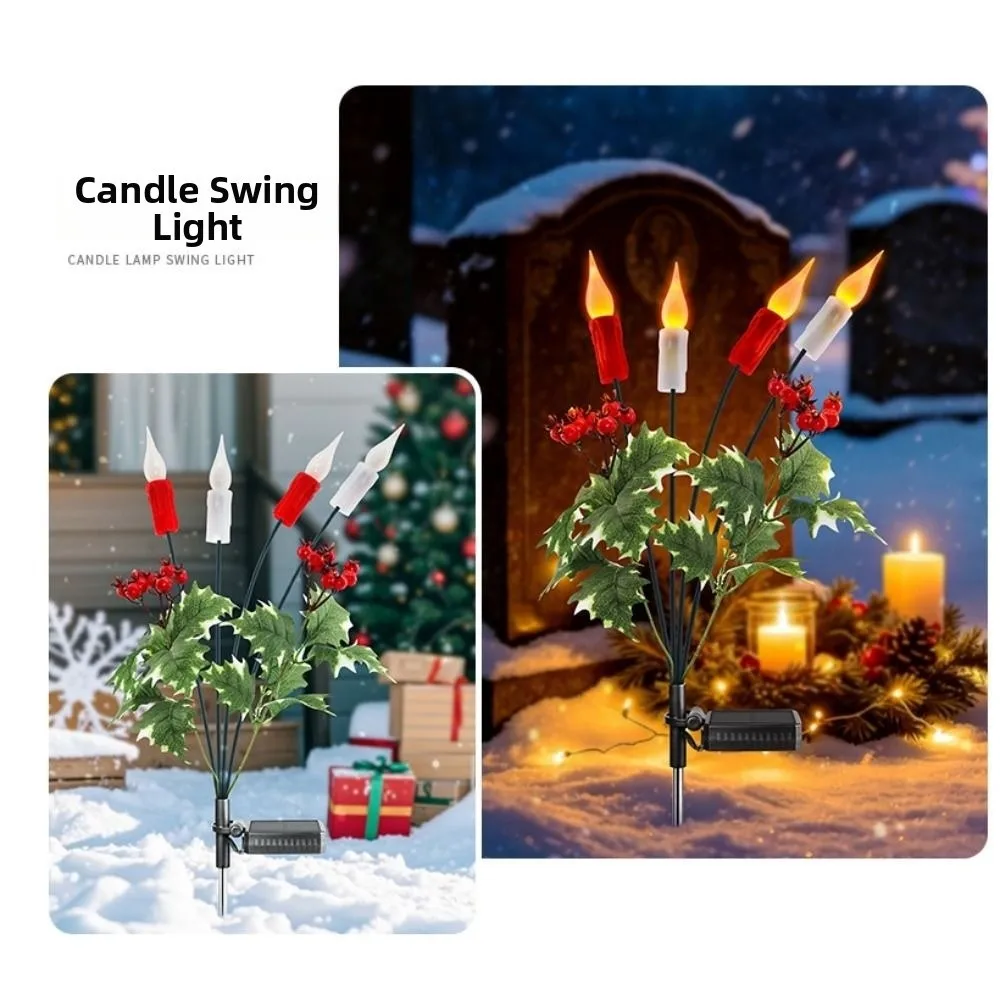 Waterproof Solar Candle Lamp LED Weather Resistant Solar Powered LED Light Candle Design Stake Light Outdoor Decorative Light