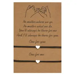 2pcs New Adjustable Small Heart Bracelets Star Simple Friendship Card Bracelet Gift Creative Couple Bracelets Women