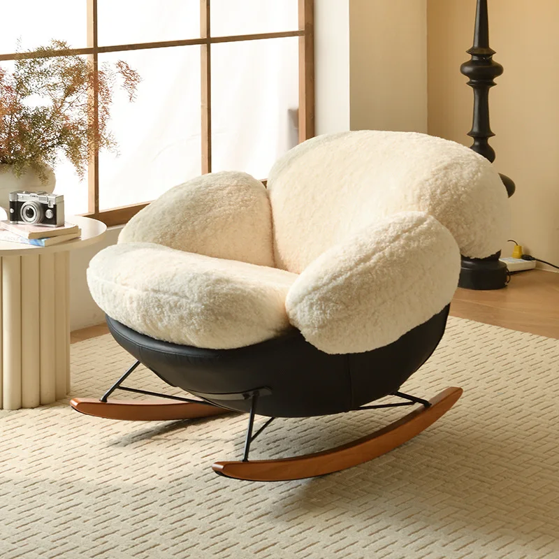 Four-leaf clover rocking chair designer living room balcony casual single sofa light luxury retro lazy sofa recliner