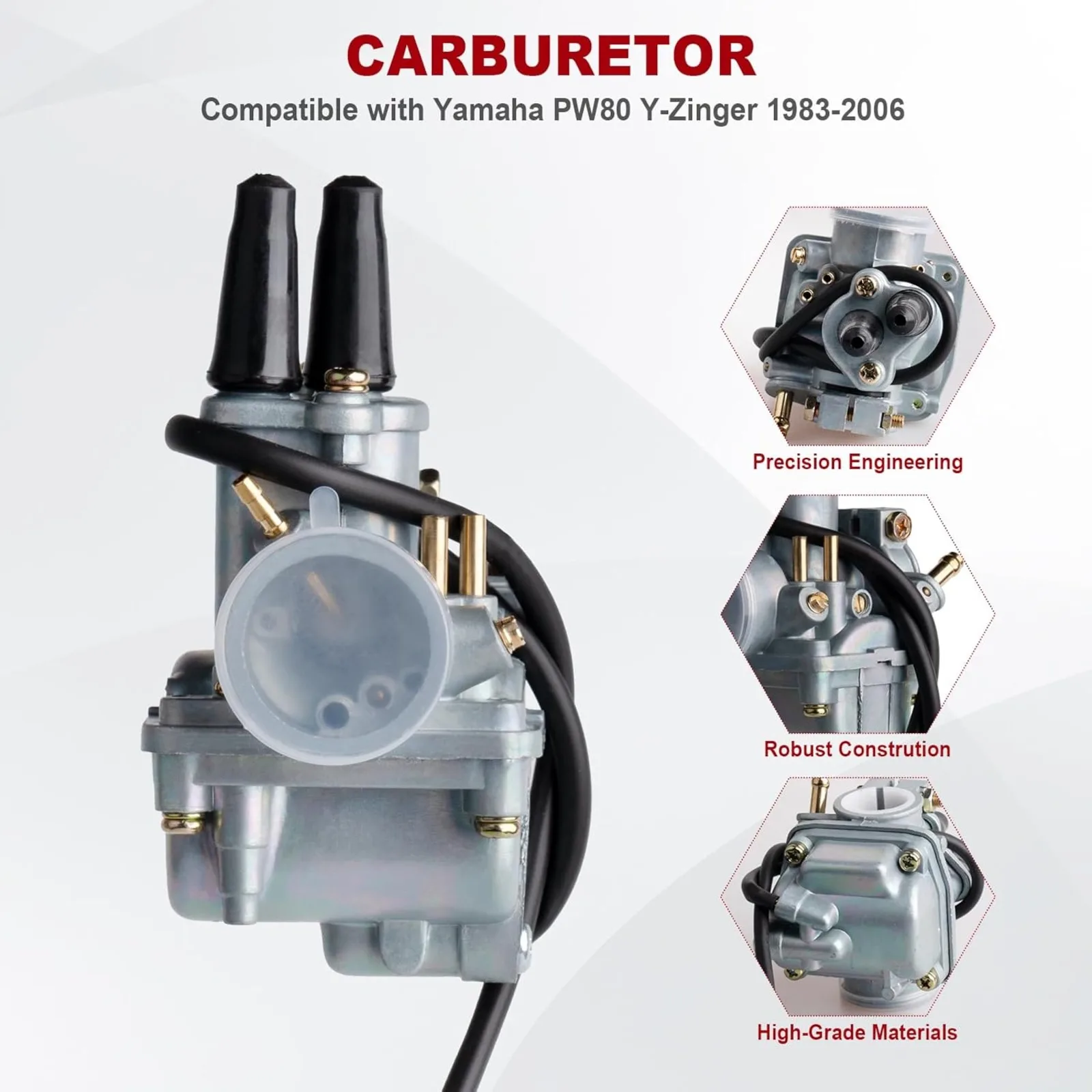 PW80 Carburetor For Yamaha PW80 Y-Zinger 1983-2006 Bike Carb Replace 21W-14101-00-00 21W-14101-01-00 with Throttle Cable