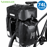 NEWBOLER 74L Large Capacity Bicycle Bag 3 in 1 Bike Bag Waterproof Cycling Bag Bike Rear Seat Rack Bag Bicycle Luggage Bag