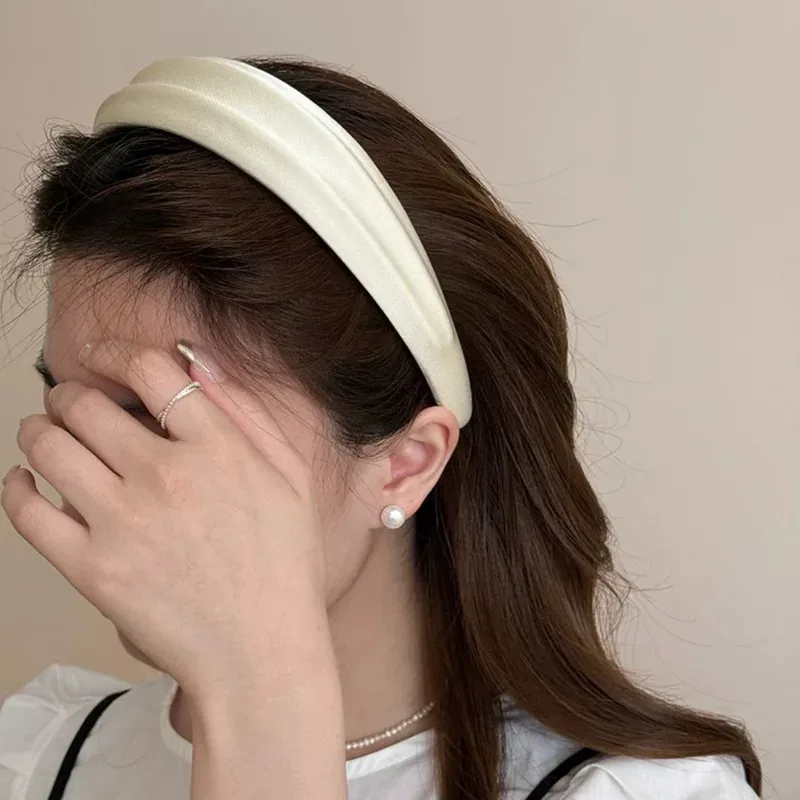 

Satin Wide Headbands Hairbands Women Girls Sweet Simple Solid Hair Hoops Hair Bands Bezels Hair Accessories Fashion Female