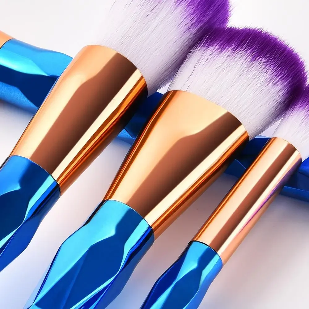 10 pçs pincéis de maquiagem diamante conjunto fundação pó corretivo blush olho lábio rosto compõem ferramenta cosmética