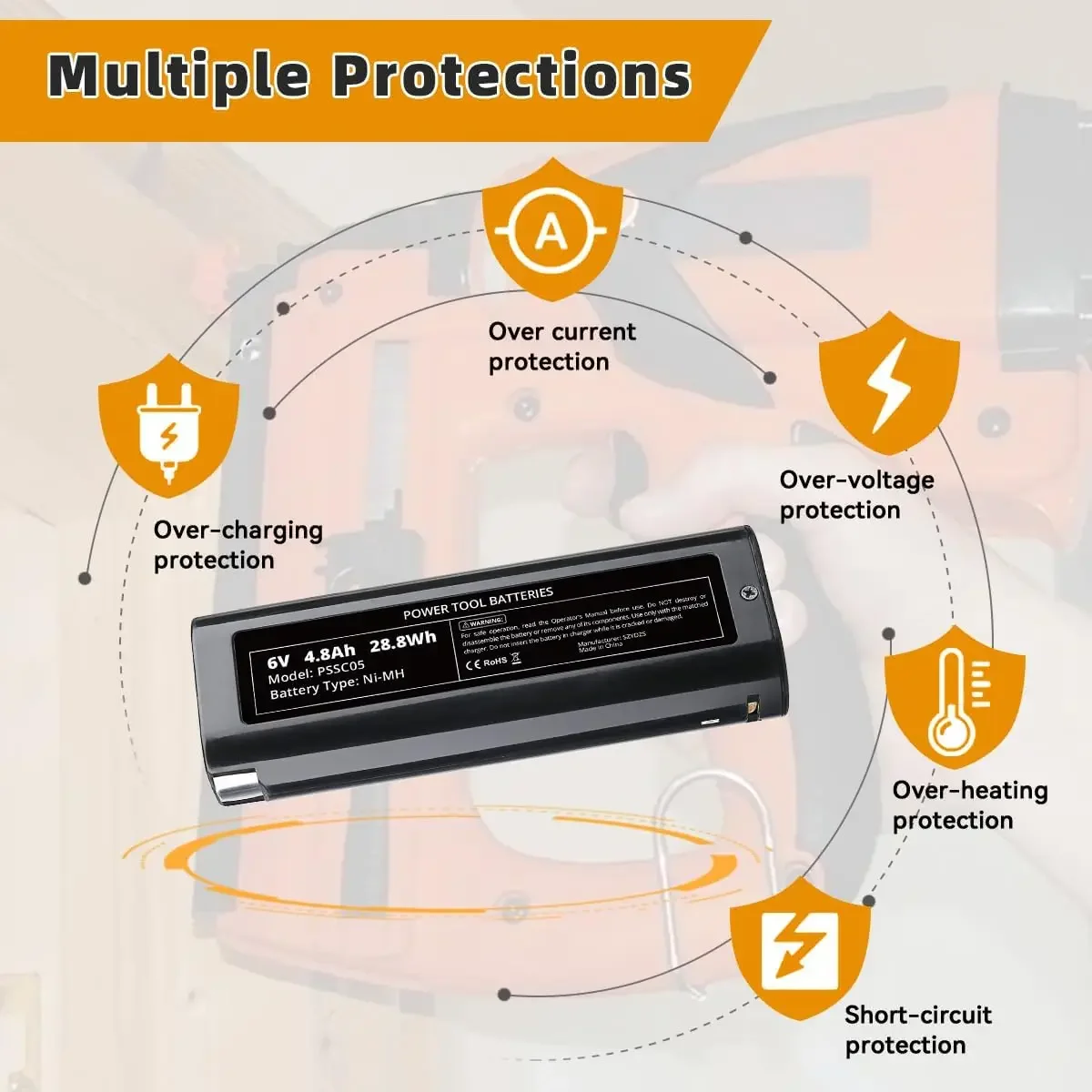 1/2/4 Uds 4.8Ah NI-MH 404717 batería de repuesto para Paslode 6V B20544E BCPAS-404717 404400 900400 Pin de batería de herramienta