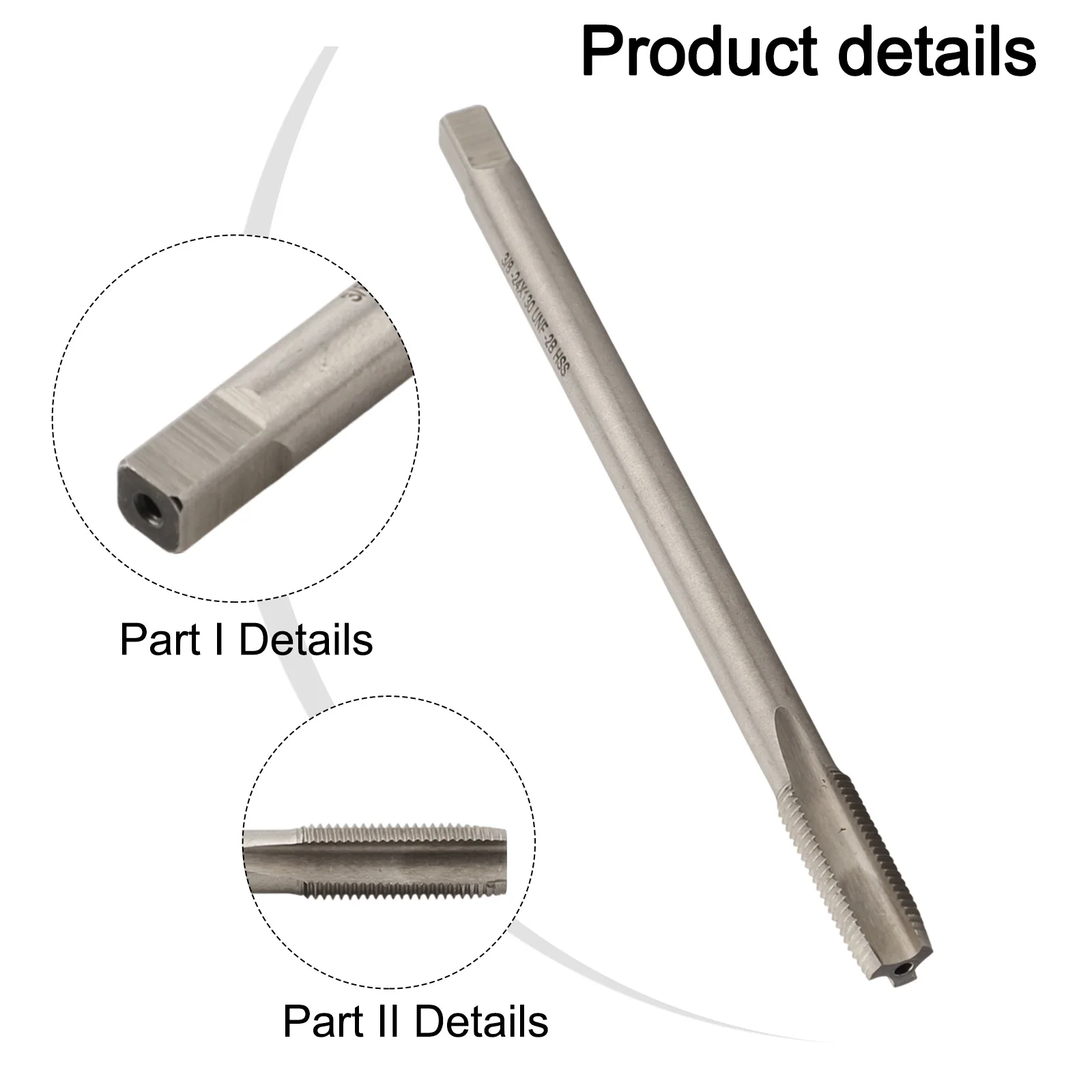 3 Flute Thread Tap 3/8-24 Machine Tap Fast Downward Chip Evacuation Good Toughness High Hardness For Machining Shallow Holes