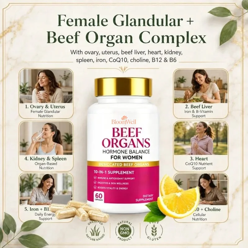 Female Beef Organ  and Beef Liver Capsules Contain Iron, B6, Coenzyme Q10, and Choline, Which Are Beneficial for Daily Health