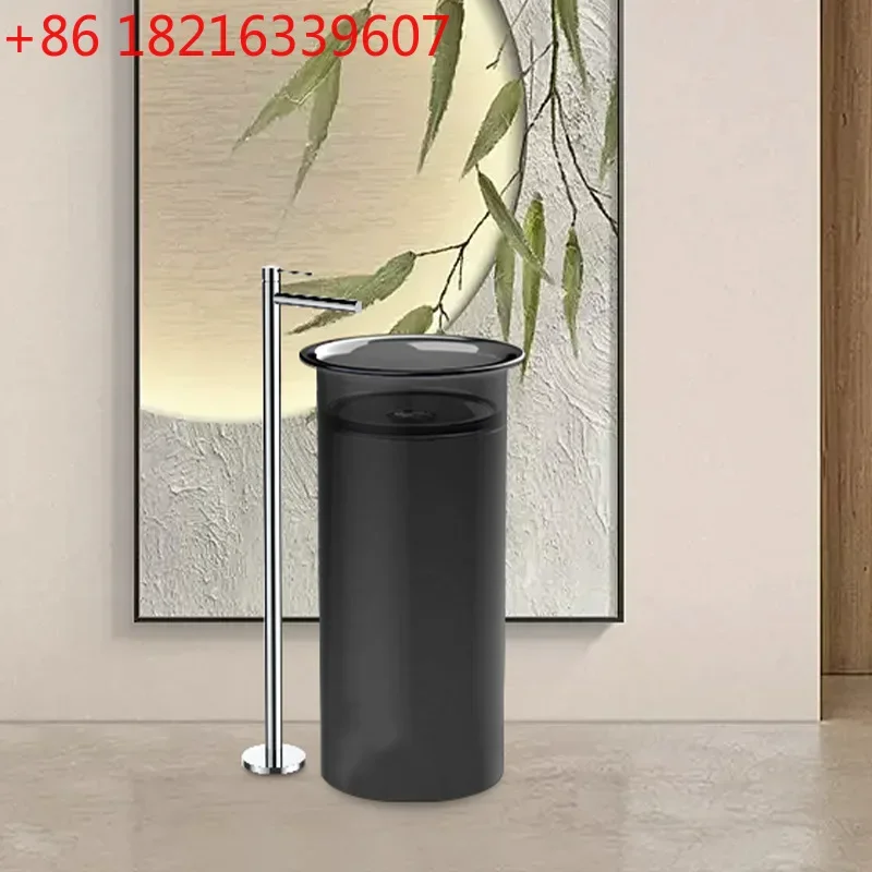 Integrated round wash basin bathroom outdoor balcony resin color column basin