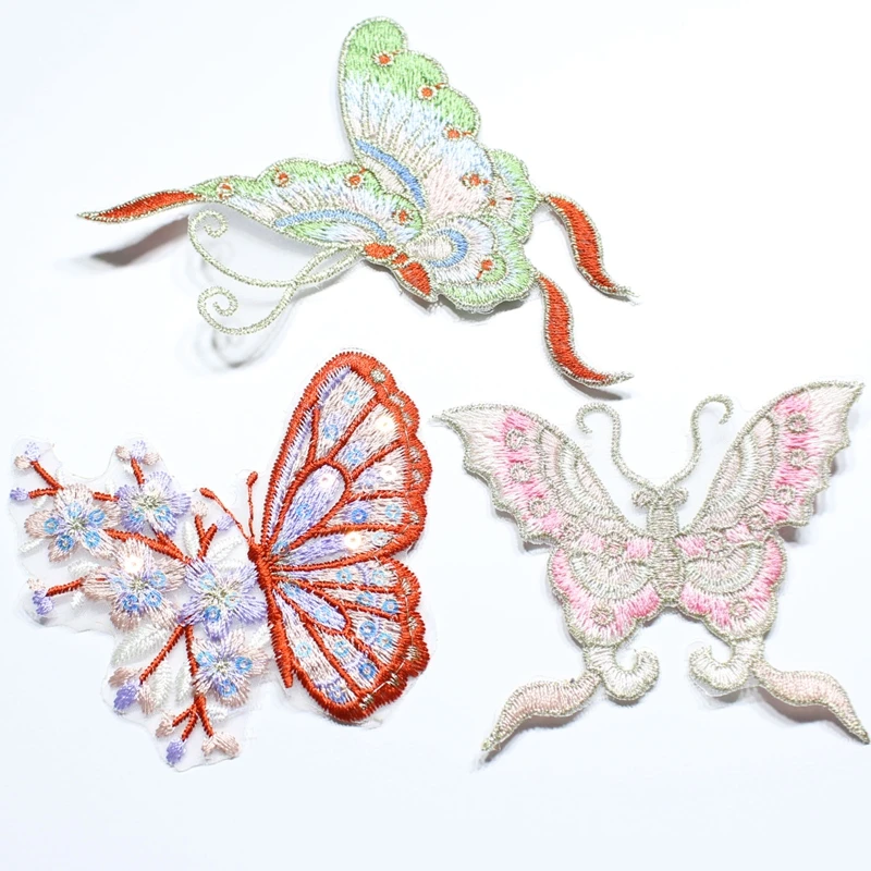 10pcs Color Knitted Embroidered Hollow Butterfly Metal Thread Embroidered Lace Clothing Accessories