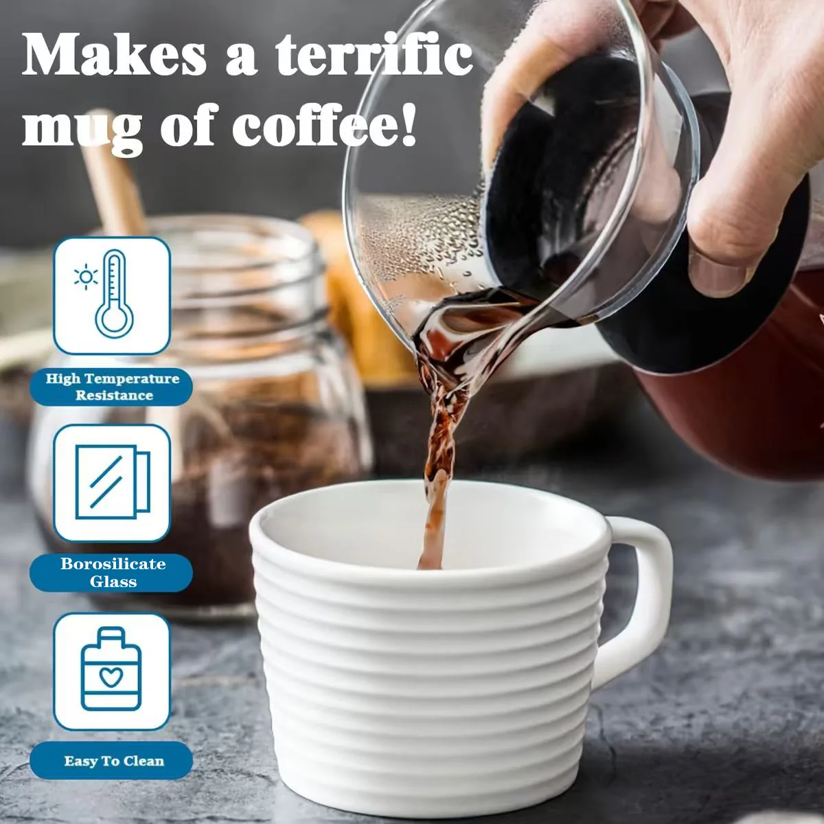 400ml/600ml Hand Pour Over Coffee Maker with Stainless Steel Filter and Scoop, Comes for Family, Gatherings, and Afternoon Tea