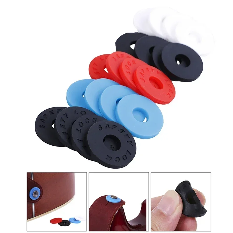 5PC Guitar Strap Lock Guitar Accessories Electric Wooden Strap Locks Buckle Blocks Rubber Material Bass Guitar Parts