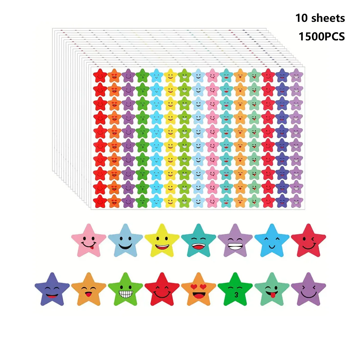 1500pcs Star Stickers Happy Stars Student Reward Chart Behavior Labels Diy Crafts Scrapbook School Office Supplies