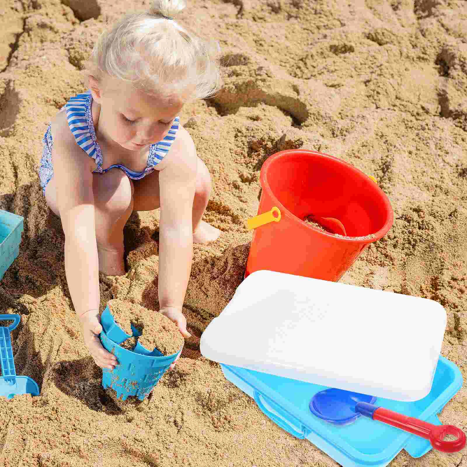 2PCS Palmare Sandbox Vassoio di Sabbia Portatile Scatola di Immagazzinaggio Dei Giocattoli Materiale ABS Per Bambini All'aperto Gioco Interno Spiaggia Cortile Giocattoli Vassoio Coperchio